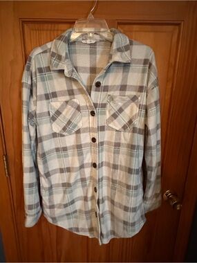 Maurices Blue and Gray Plaid Button Shirt